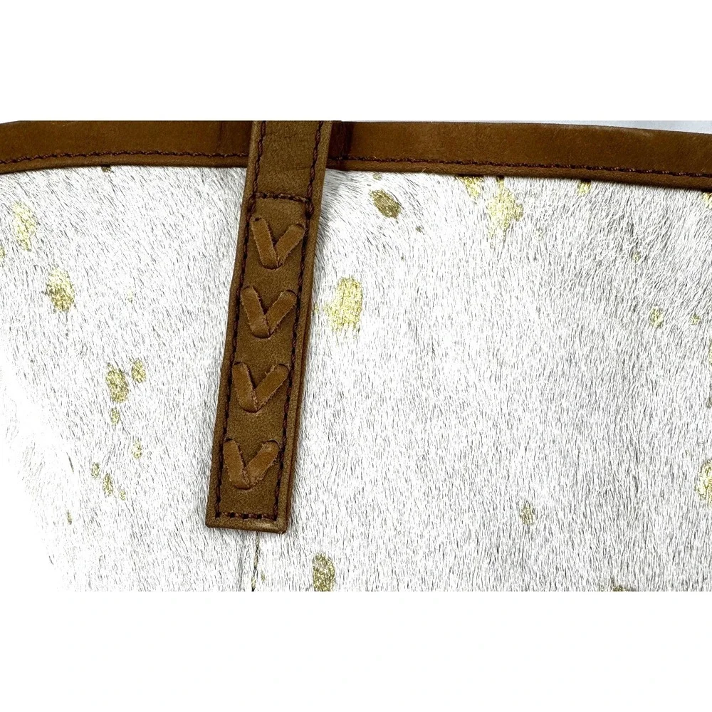 NEW Shyanne Conceal Carry Hair-On Leather Tote Bag‎ Large Gold Foil Western
